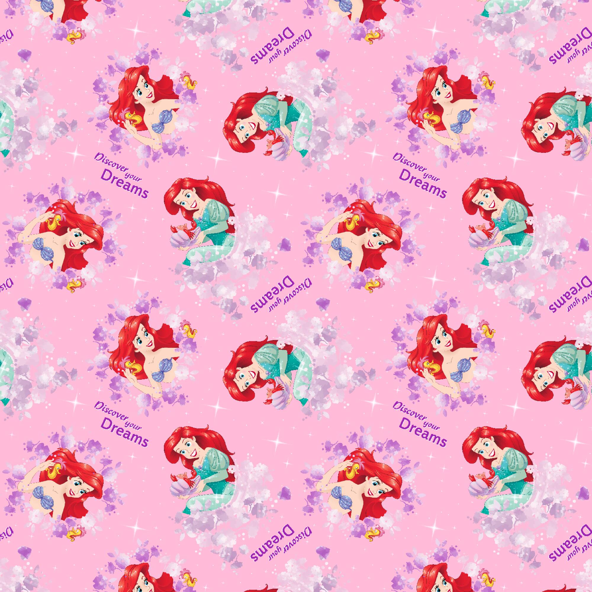 Disney® Princess Ariel Pink Discover Your Dreams Cotton Fabric